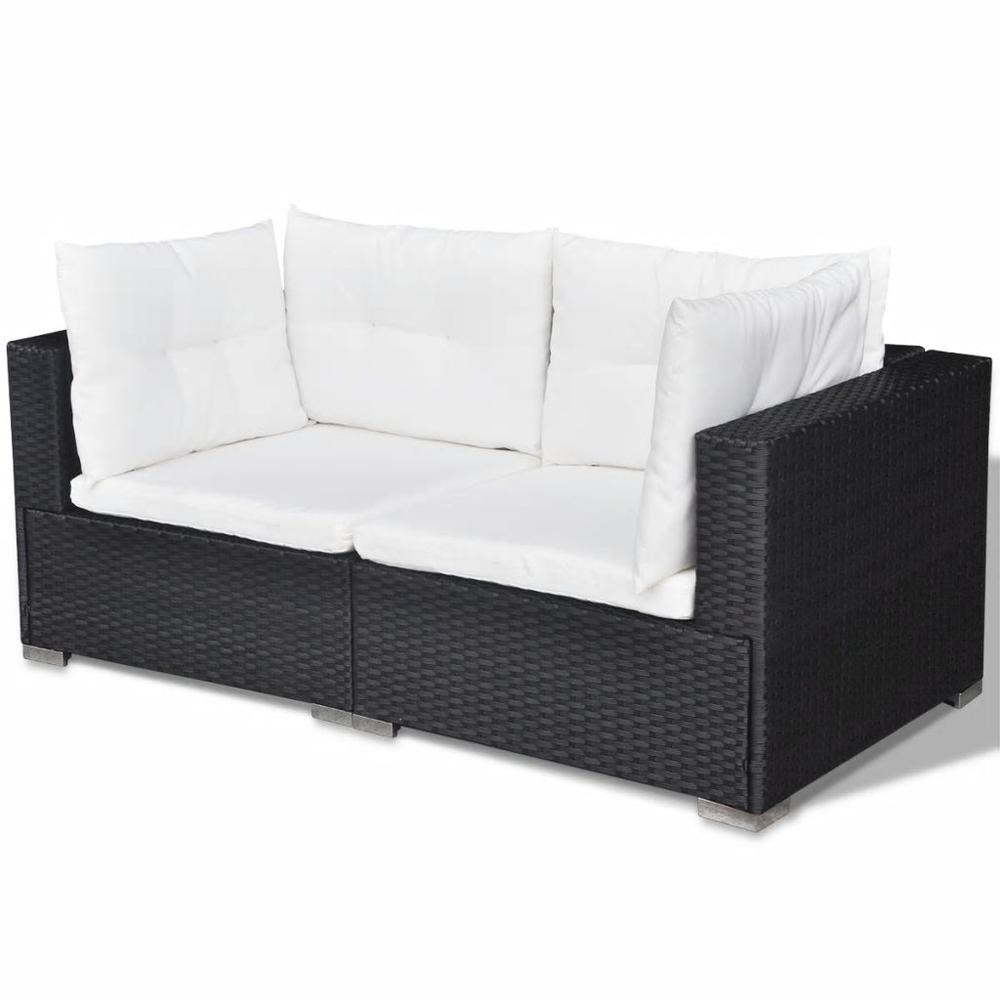 vidaXL 5 Piece Garden Lounge Set with Cushions Poly Rattan Black, 42100. Picture 7
