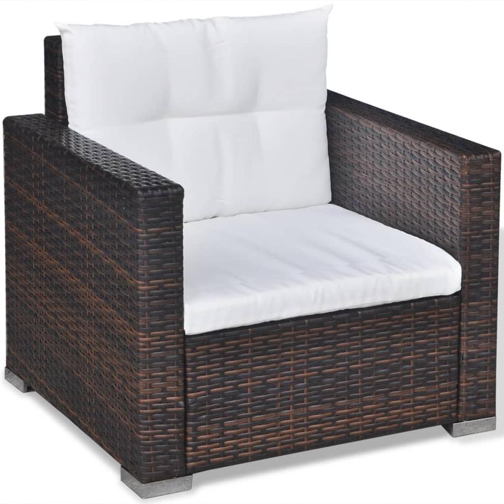 vidaXL 6 Piece Garden Lounge Set with Cushions Poly Rattan Brown, 42101. Picture 7