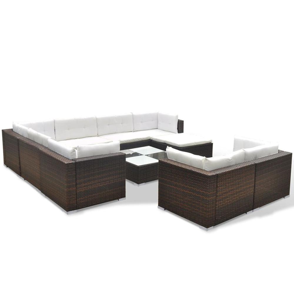 vidaXL 10 Piece Garden Lounge Set with Cushions Poly Rattan Brown, 42103. Picture 4