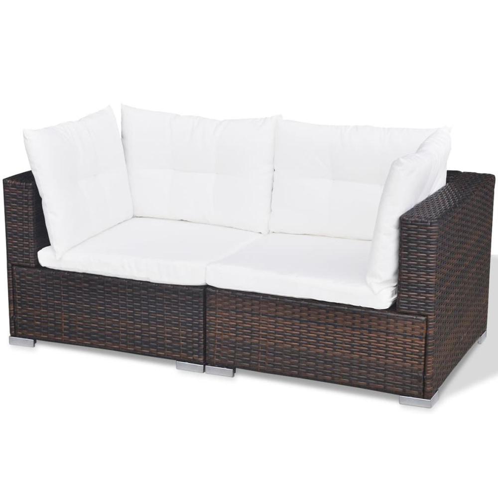 vidaXL 10 Piece Garden Lounge Set with Cushions Poly Rattan Brown, 42103. Picture 6