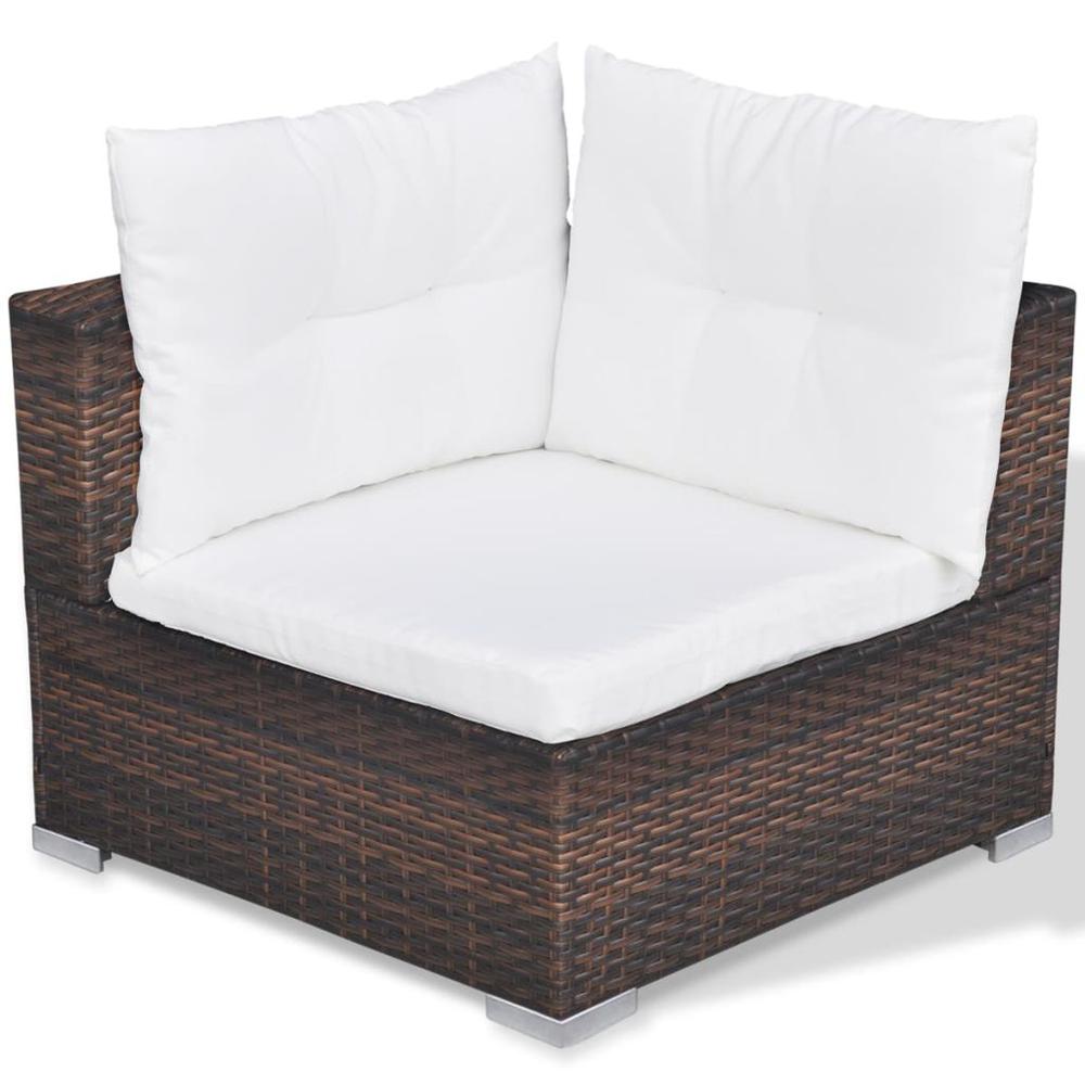 vidaXL 10 Piece Garden Lounge Set with Cushions Poly Rattan Brown, 42103. Picture 7