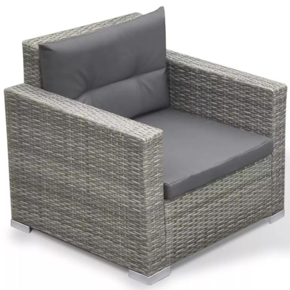 vidaXL 6 Piece Garden Lounge Set with Cushions Poly Rattan Gray, 42105. Picture 6