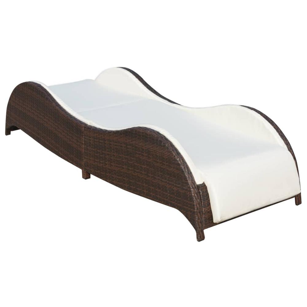 vidaXL Sun Lounger with Cushion Poly Rattan Brown, 41974. Picture 2