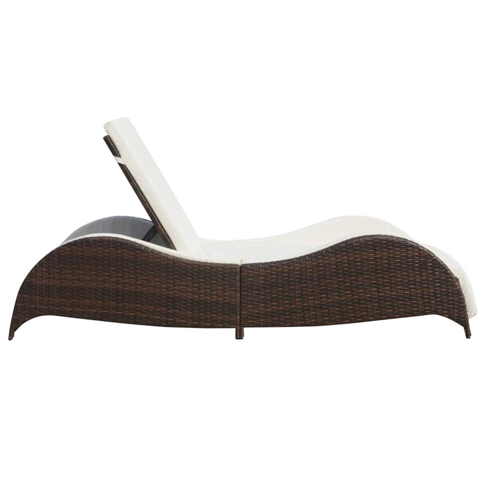vidaXL Sun Lounger with Cushion Poly Rattan Brown, 41974. Picture 4