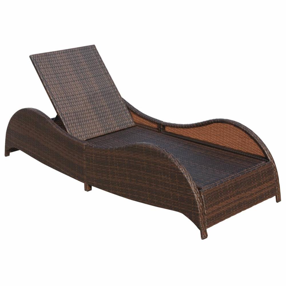 vidaXL Sun Lounger with Cushion Poly Rattan Brown, 41974. Picture 5