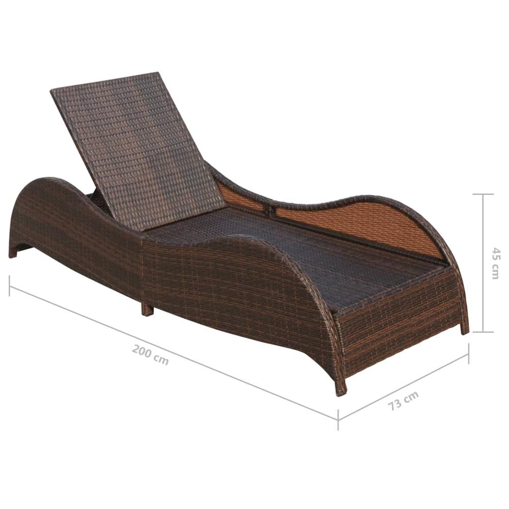 vidaXL Sun Lounger with Cushion Poly Rattan Brown, 41974. Picture 6
