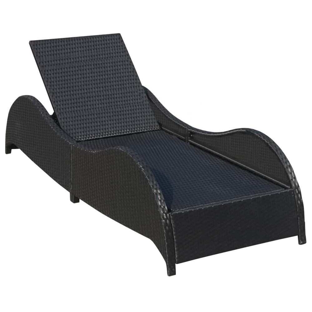 vidaXL Sun Lounger with Cushion Poly Rattan Black, 41975. Picture 5