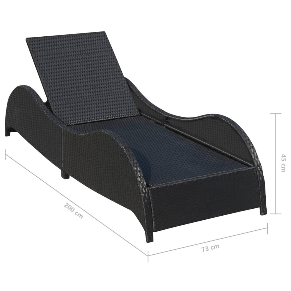 vidaXL Sun Lounger with Cushion Poly Rattan Black, 41975. Picture 6