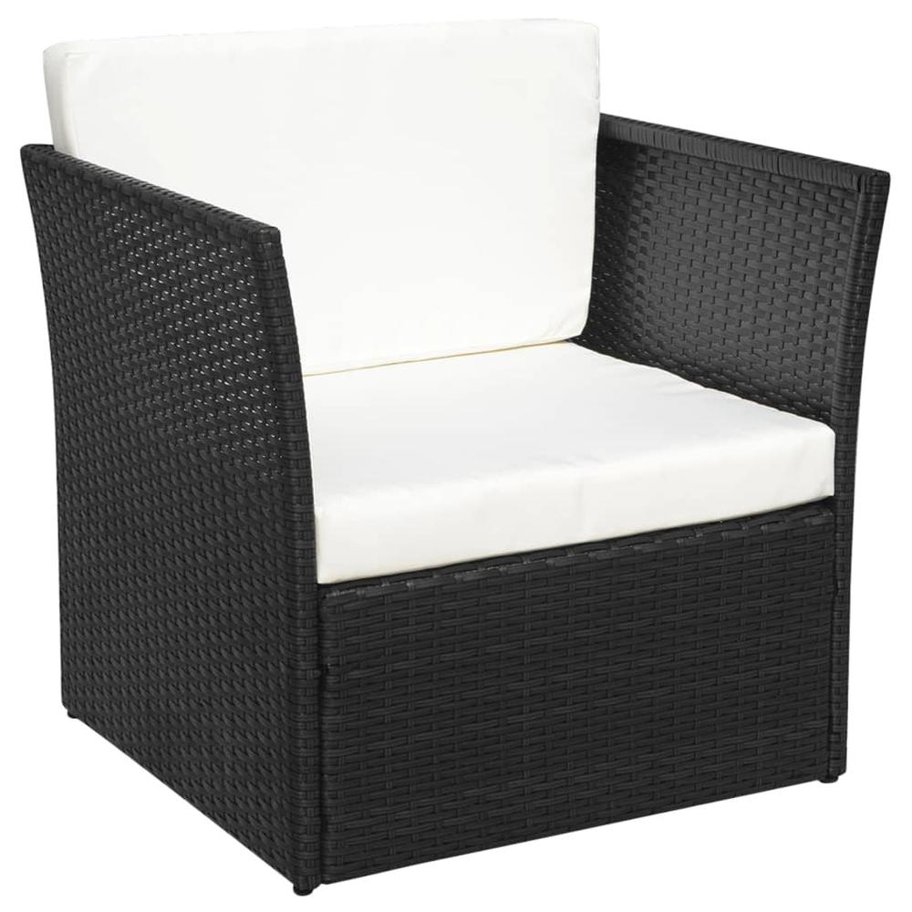 vidaXL Garden Chair with Stool Poly Rattan Black, 41981. Picture 7