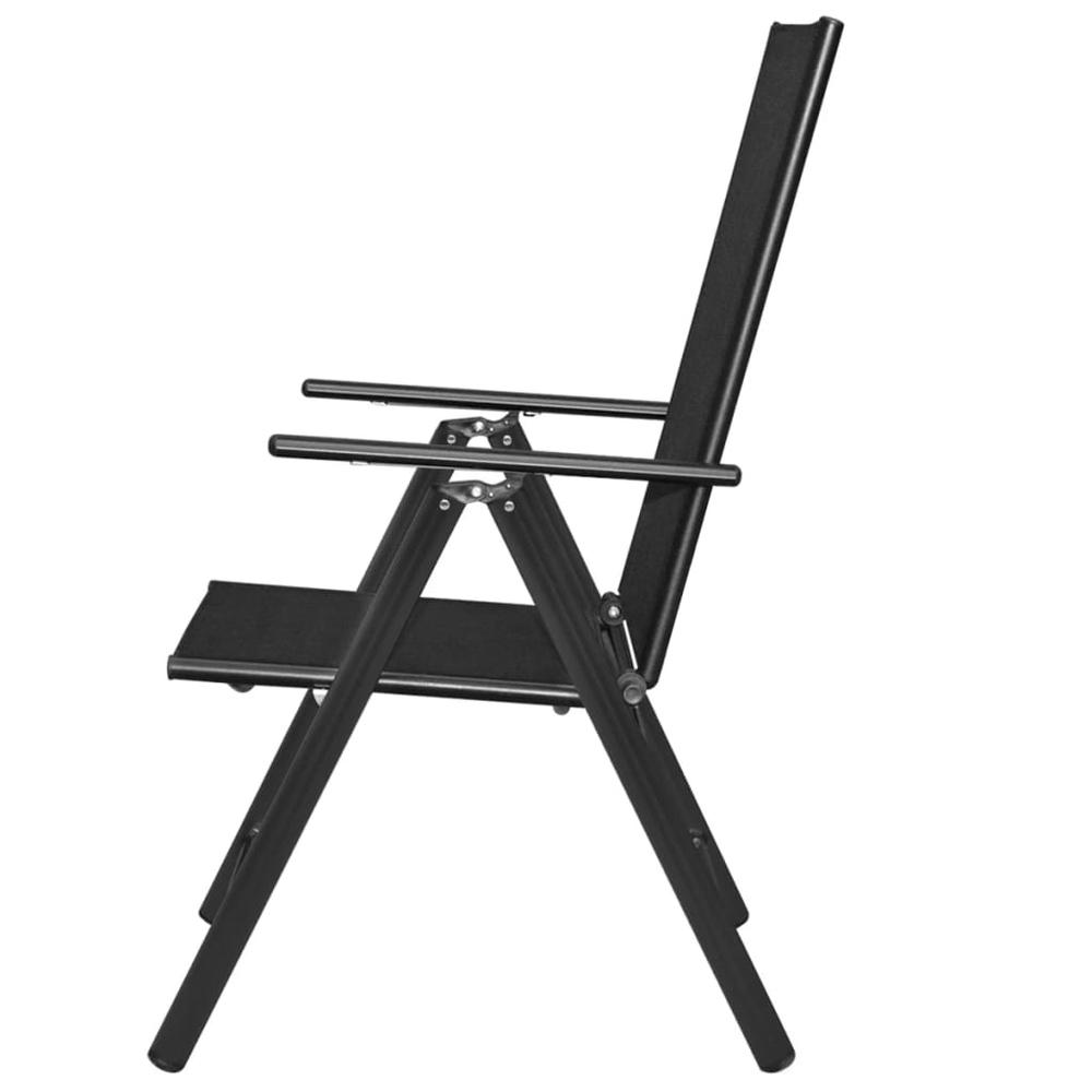 vidaXL Folding Garden Chairs 2 pcs Aluminium and Textilene Black, 41730. Picture 3