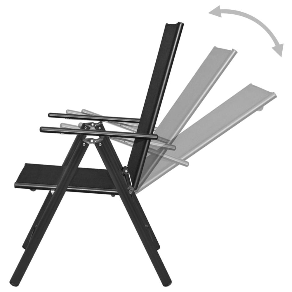 vidaXL Folding Garden Chairs 2 pcs Aluminium and Textilene Black, 41730. Picture 4
