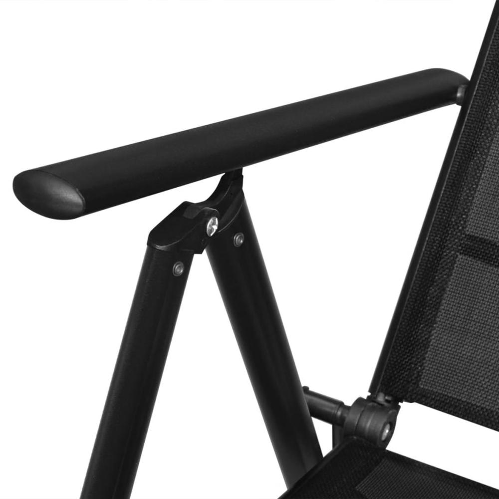vidaXL Folding Garden Chairs 2 pcs Aluminium and Textilene Black, 41730. Picture 5