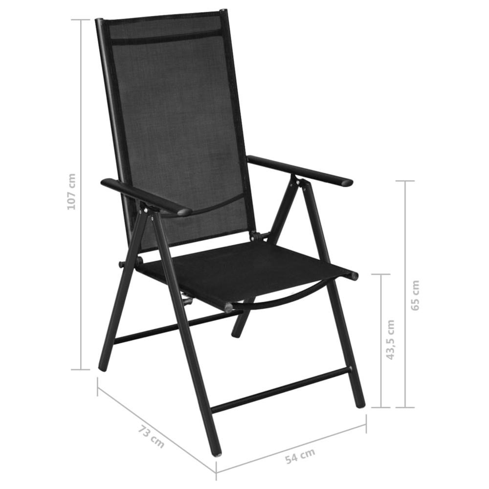 vidaXL Folding Garden Chairs 2 pcs Aluminium and Textilene Black, 41730. Picture 7