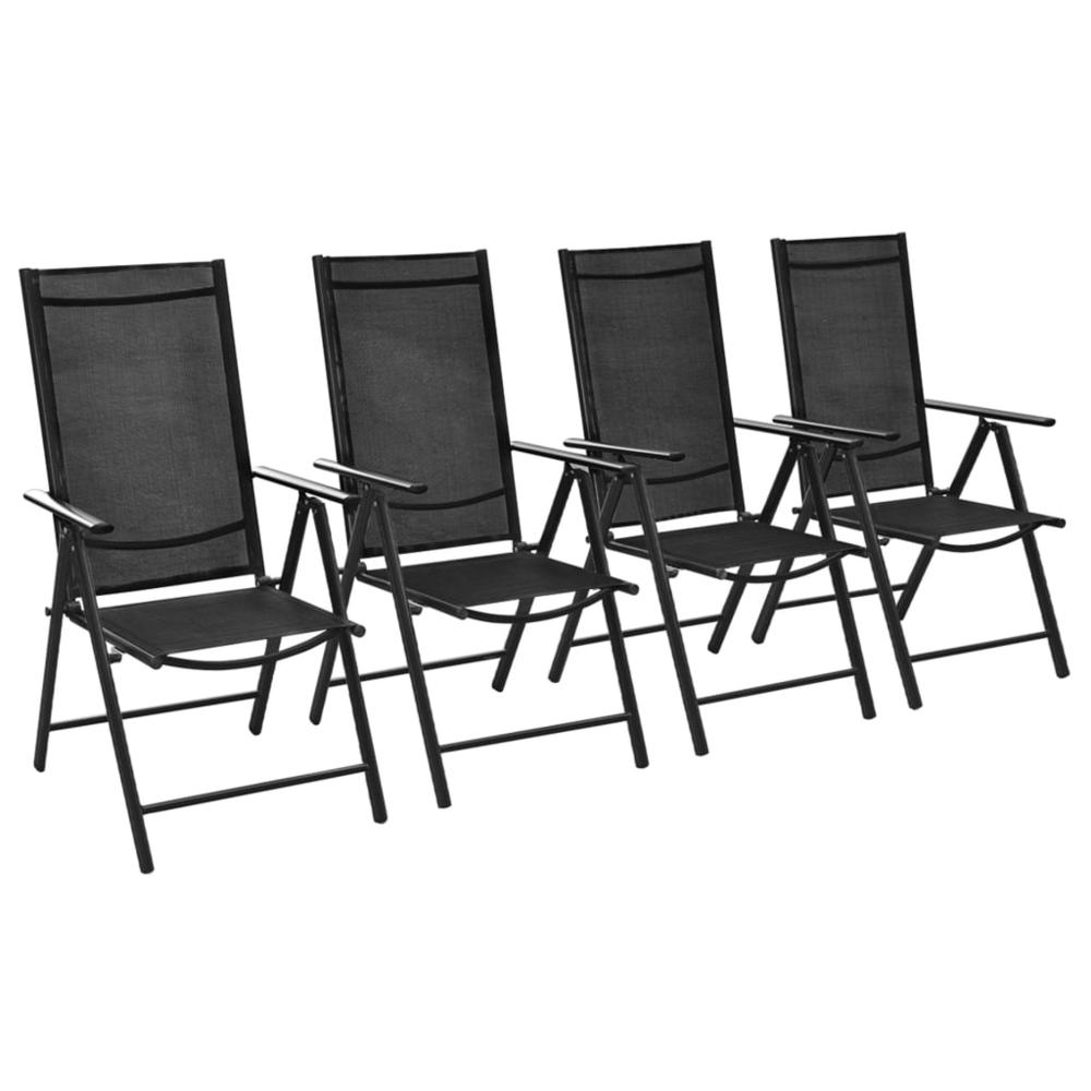 vidaXL Folding Garden Chairs 4 pcs Aluminium and Textilene Black, 41731. The main picture.