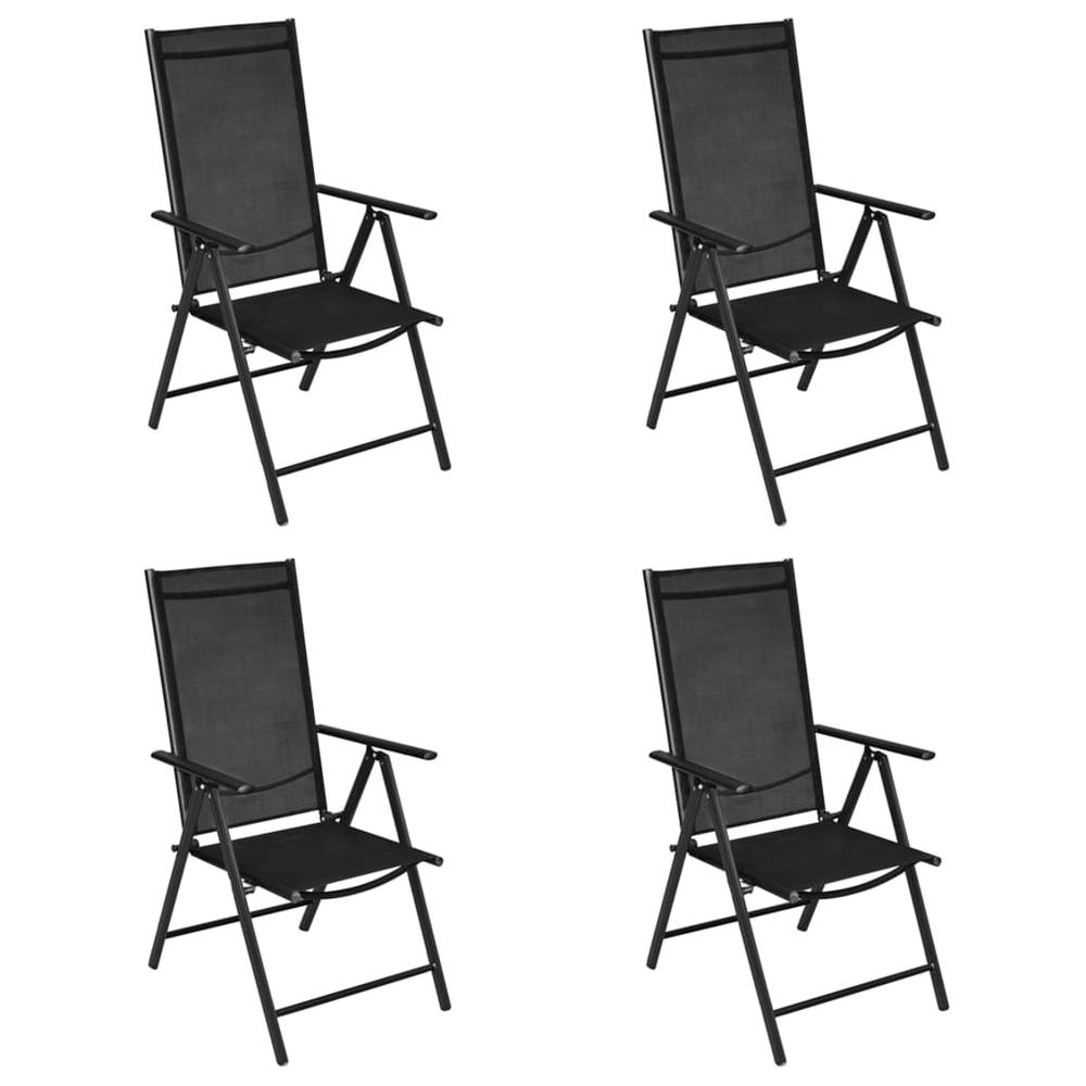 vidaXL Folding Garden Chairs 4 pcs Aluminium and Textilene Black, 41731. Picture 2