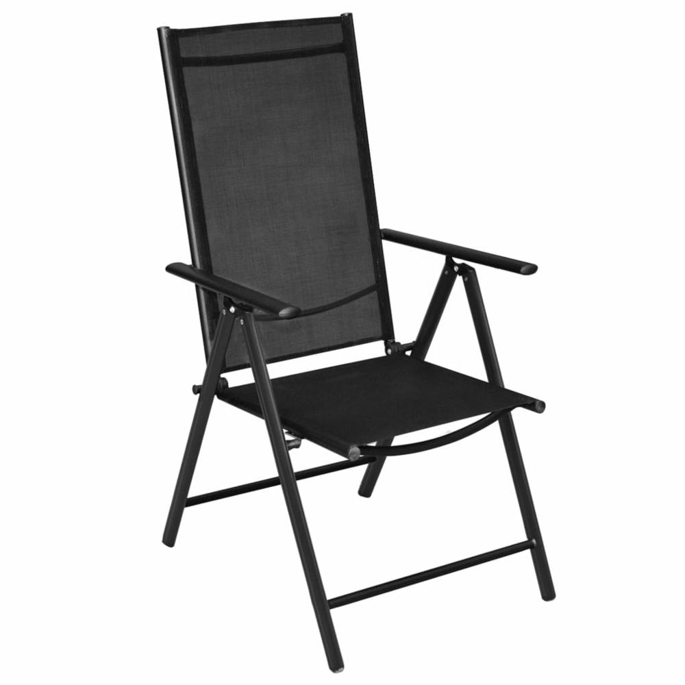 vidaXL Folding Garden Chairs 4 pcs Aluminium and Textilene Black, 41731. Picture 3