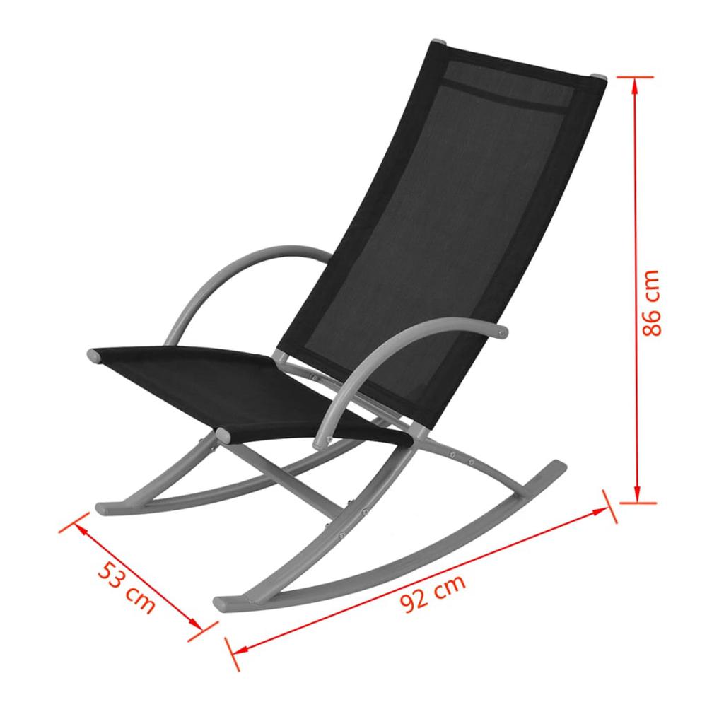 Patio Rocking Chairs 2 pcs Steel and Textilene Black. Picture 6