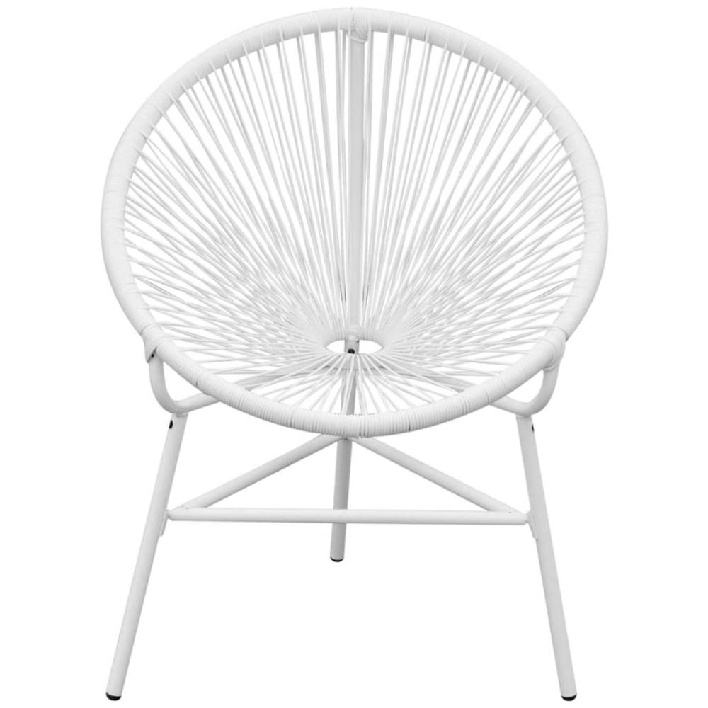 vidaXL Garden String Moon Chair Poly Rattan White, 42072. Picture 2