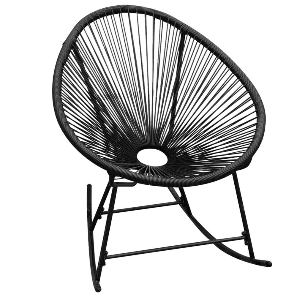 vidaXL Outdoor Rocking Chair Black Poly Rattan, 42073. Picture 1
