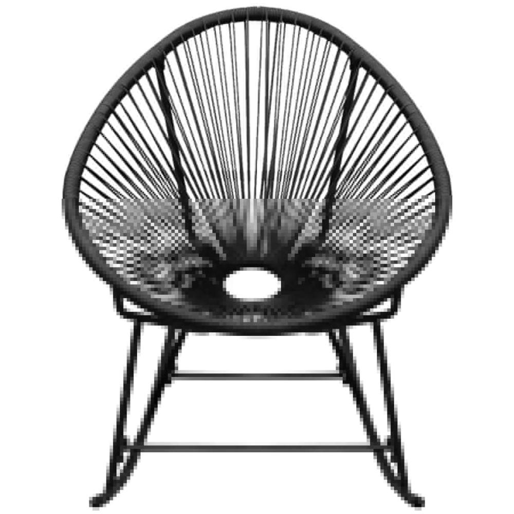 vidaXL Outdoor Rocking Chair Black Poly Rattan, 42073. Picture 2