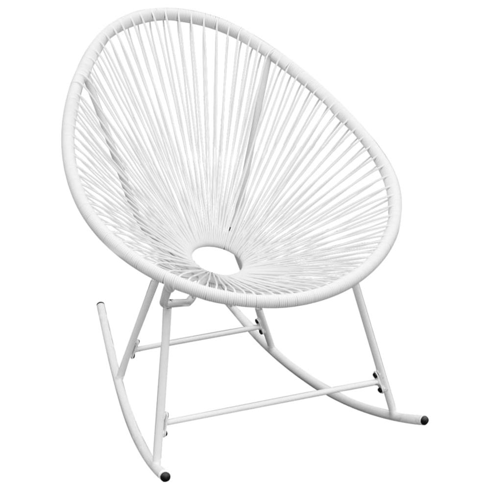 vidaXL Outdoor Rocking Chair White Poly Rattan, 42074. Picture 1