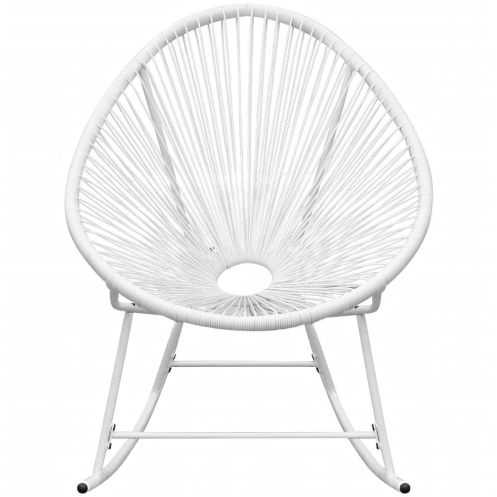 vidaXL Outdoor Rocking Chair White Poly Rattan, 42074. Picture 2