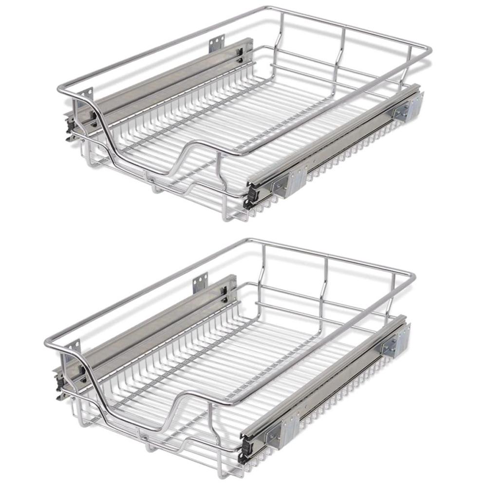 vidaXL Pull-Out Wire Baskets 2 pcs Silver 15.7", 50479. Picture 2