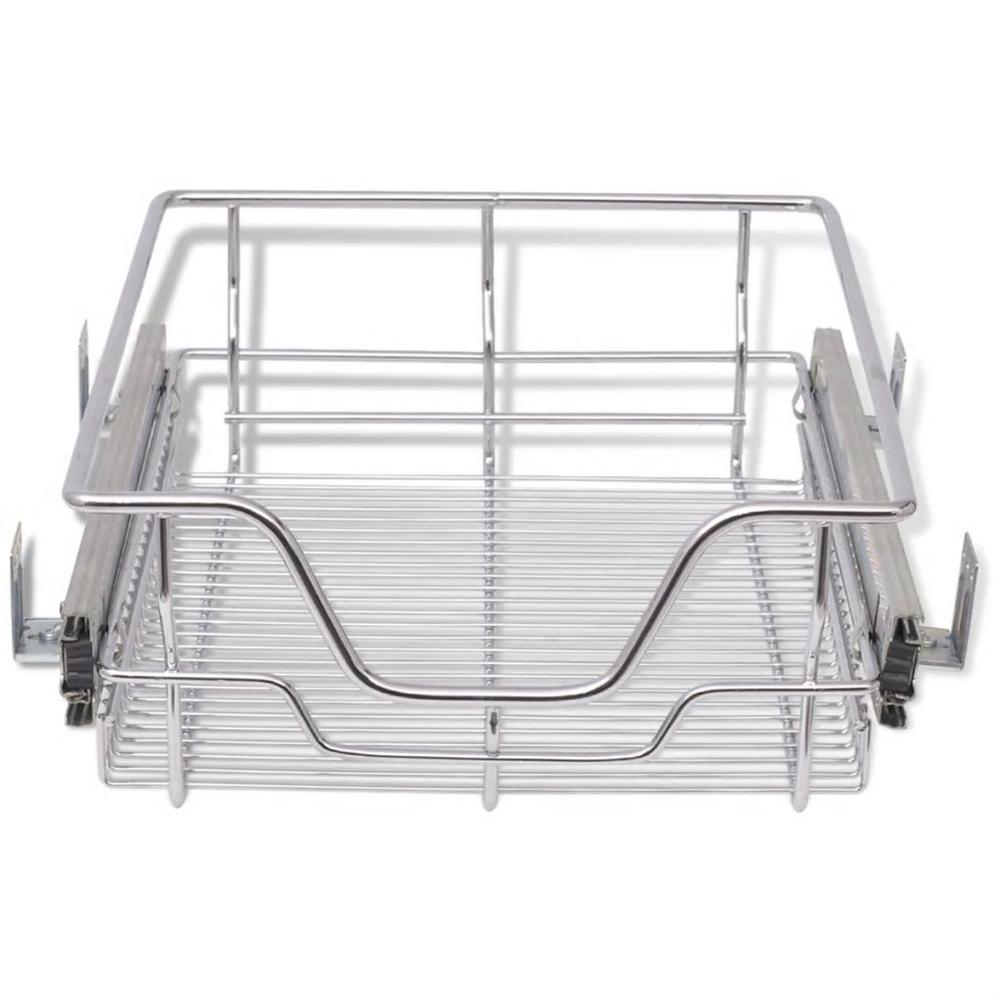 vidaXL Pull-Out Wire Baskets 2 pcs Silver 15.7", 50479. Picture 4