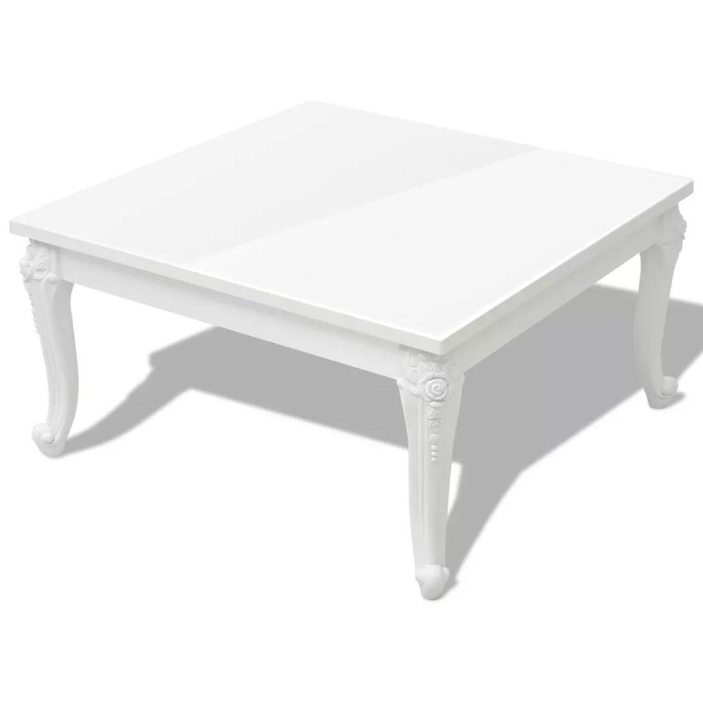 vidaXL Coffee Table 31.5"x31.5"x16.5" High Gloss White, 243379. Picture 2
