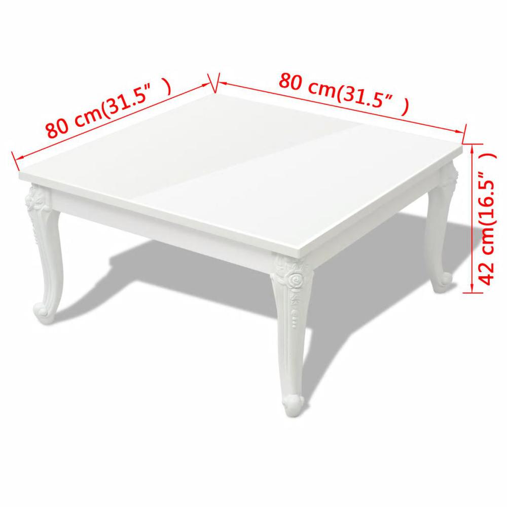 vidaXL Coffee Table 31.5"x31.5"x16.5" High Gloss White, 243379. Picture 5