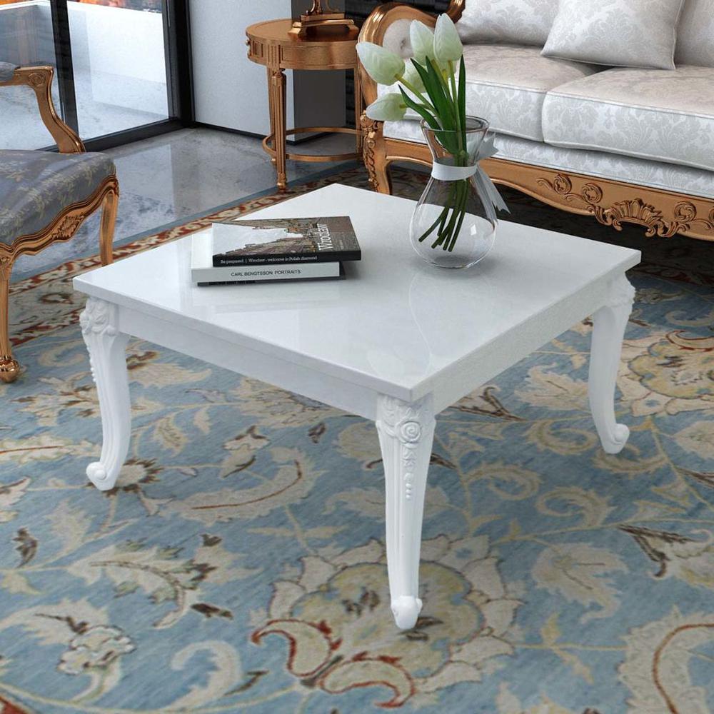 vidaXL Coffee Table 31.5"x31.5"x16.5" High Gloss White, 243379. Picture 1