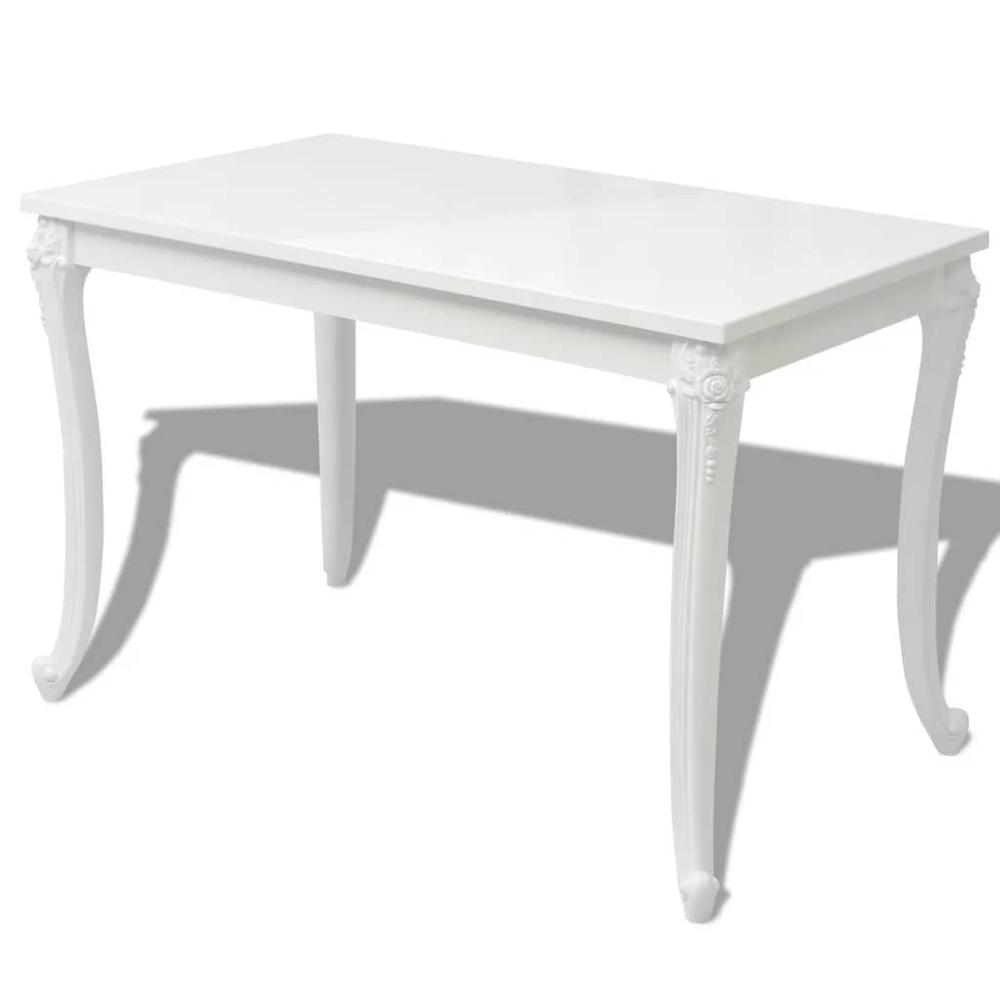 vidaXL Dining Table 45.7"x26"x30" High Gloss White, 243383. Picture 2