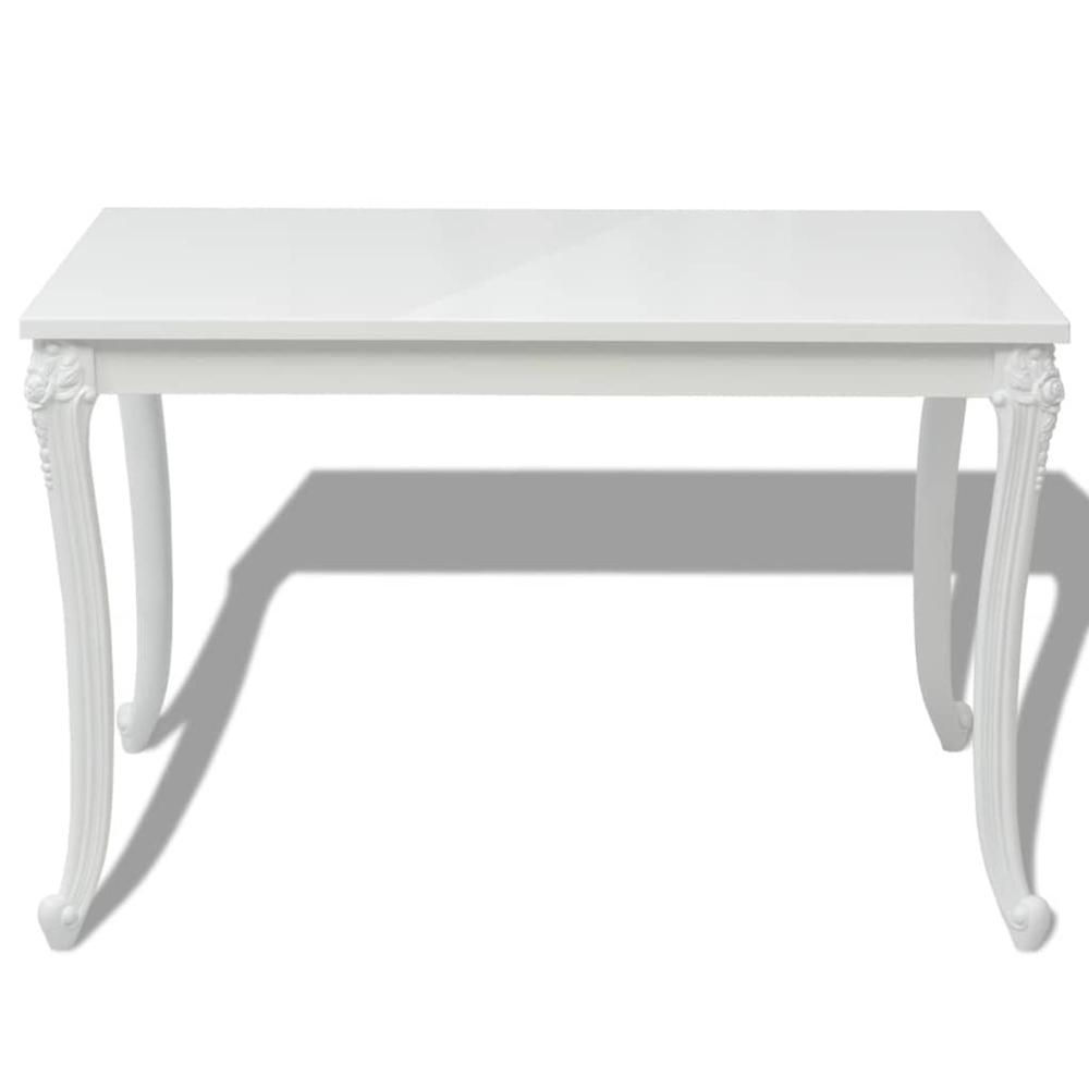 vidaXL Dining Table 45.7"x26"x30" High Gloss White, 243383. Picture 3