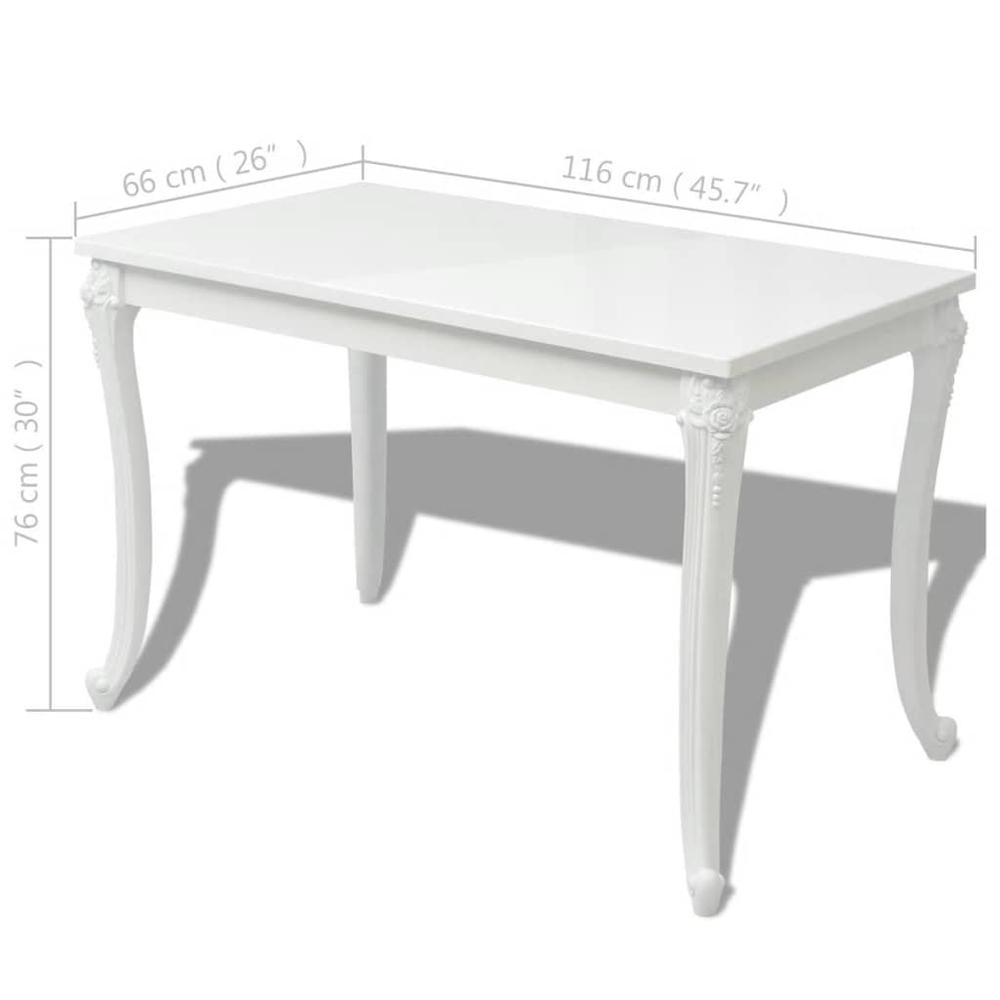 vidaXL Dining Table 45.7"x26"x30" High Gloss White, 243383. Picture 5