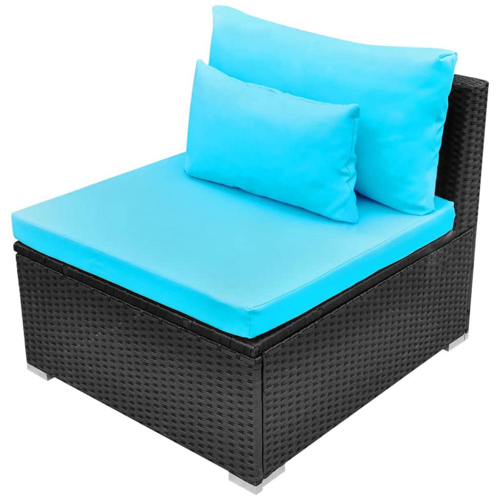 vidaXL 13 Piece Garden Lounge Set with Cushions Poly Rattan Blue, 42397. Picture 7