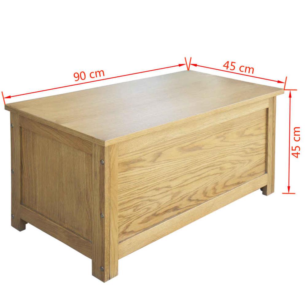 vidaXL Storage Box Solid Oak Wood 35.4"x17.7"x17.7", 243189. Picture 6