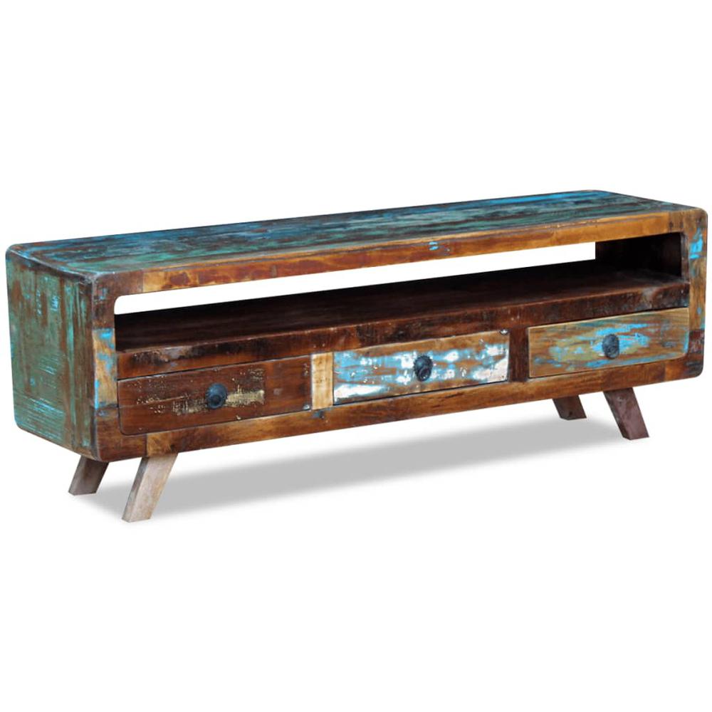 vidaXL TV Cabinet with 3 Drawers Solid Reclaimed Wood, 243294. Picture 4