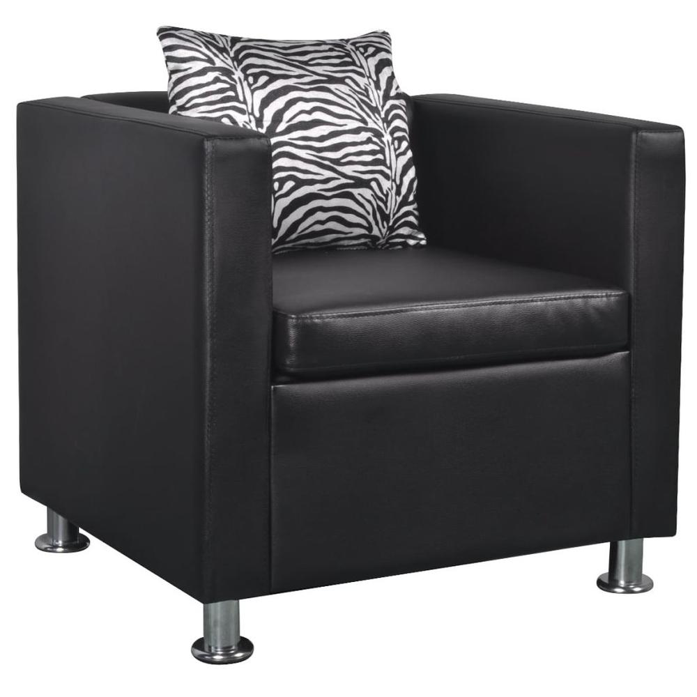 vidaXL Cube Armchair Black Faux Leather, 242650. The main picture.