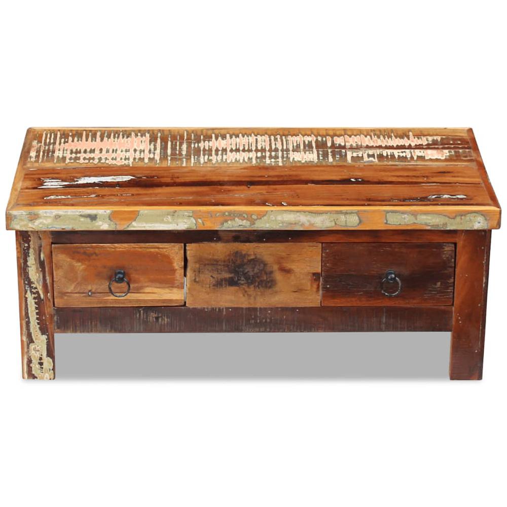vidaXL Coffee Table Drawers Solid Reclaimed Wood 35.4"x17.7"x13.8", 243321. Picture 6