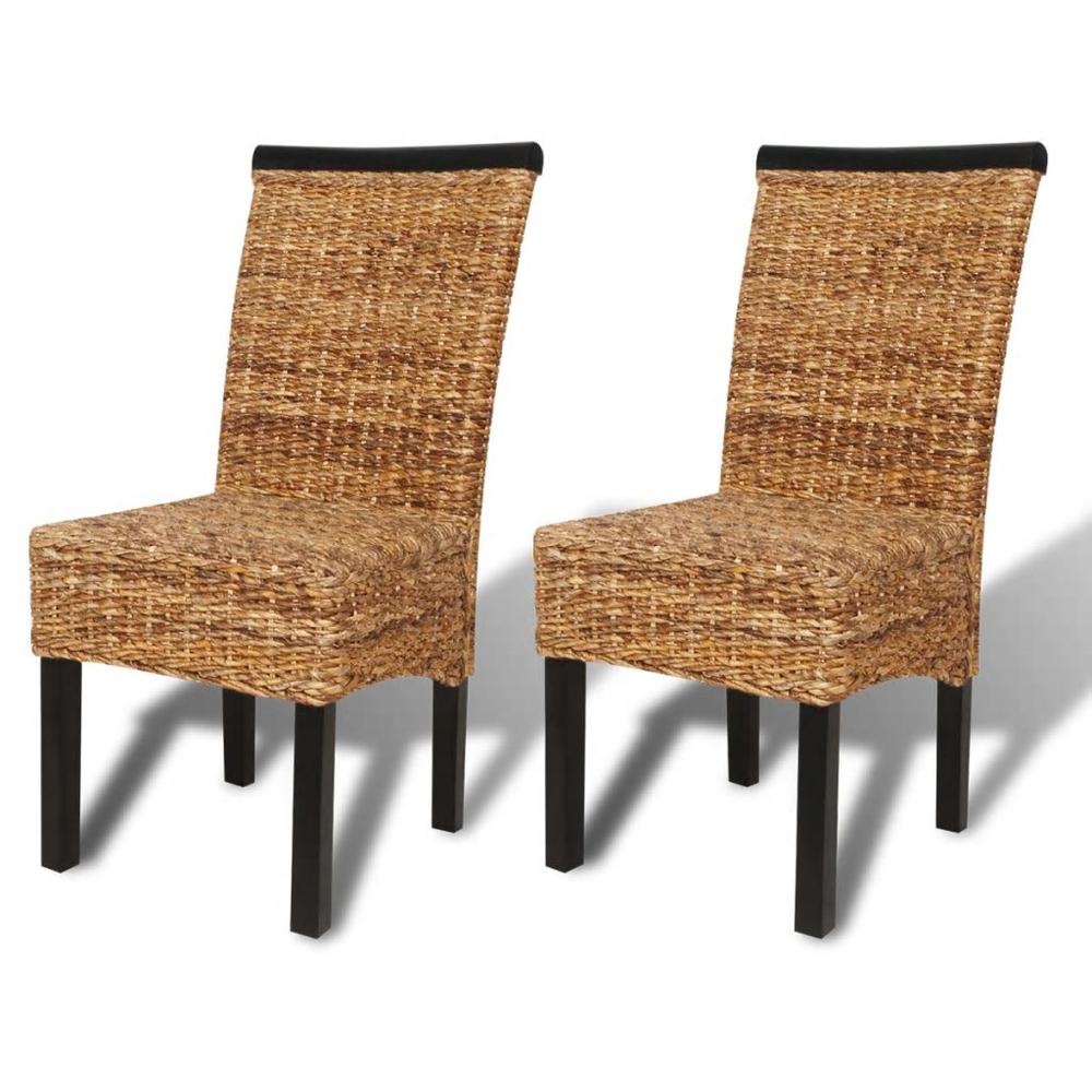 vidaXL Dining Chairs 2 pcs Abaca and Solid Mango Wood, 243233. Picture 2