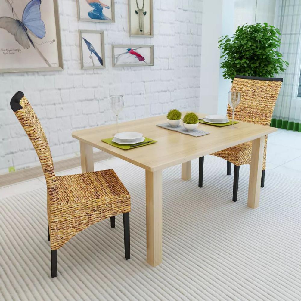 vidaXL Dining Chairs 2 pcs Abaca and Solid Mango Wood, 243233. Picture 3