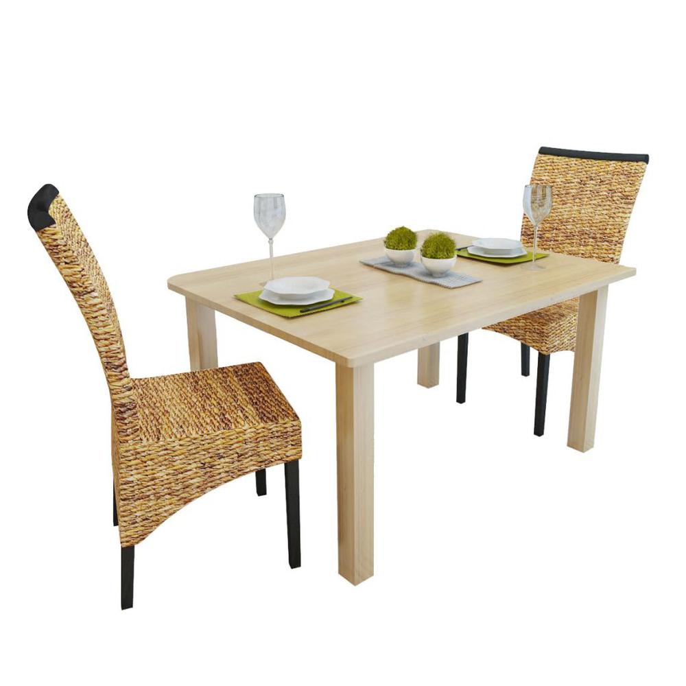vidaXL Dining Chairs 2 pcs Abaca and Solid Mango Wood, 243233. Picture 1