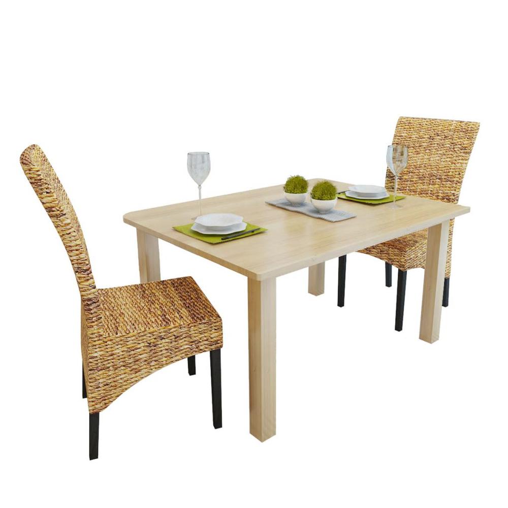 vidaXL Dining Chairs 2 pcs Abaca and Solid Mango Wood, 243234. Picture 1