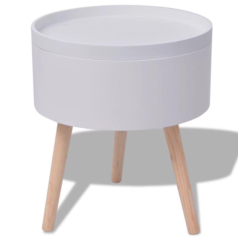 vidaXL Side Table with Serving Tray Round 15.6"x17.5" White, 243402. Picture 4