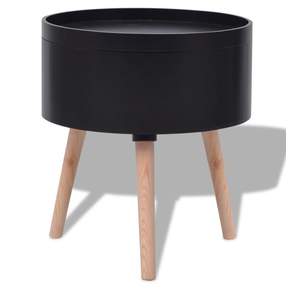 vidaXL Side Table with Serving Tray Round 15.6"x17.5" Black, 243403. Picture 4