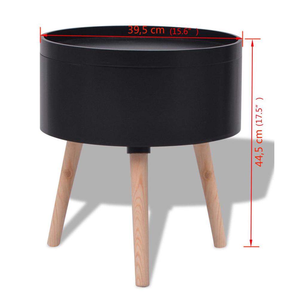 vidaXL Side Table with Serving Tray Round 15.6"x17.5" Black, 243403. Picture 6