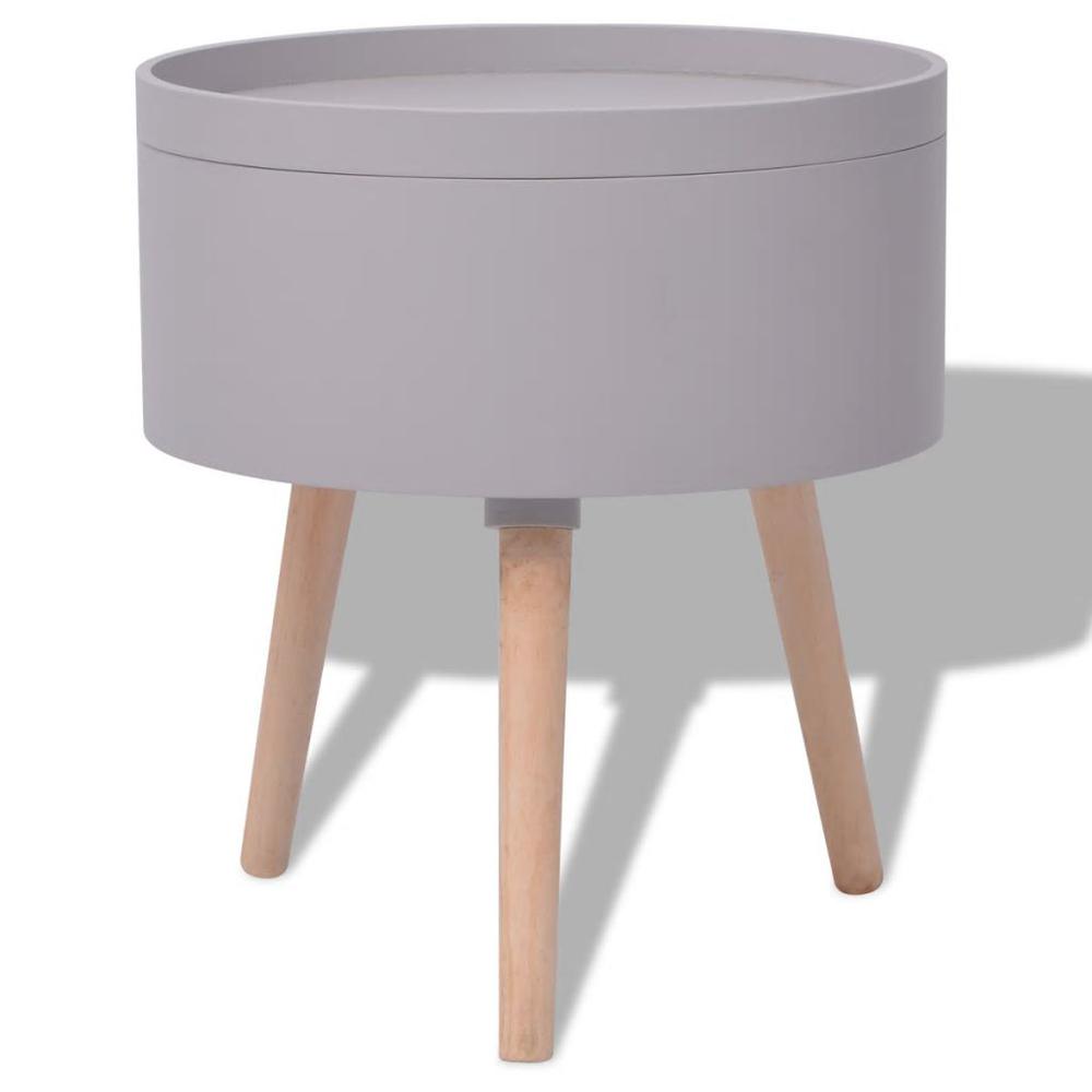 vidaXL Side Table with Serving Tray Round 15.6"x17.5" Gray, 243404. Picture 4