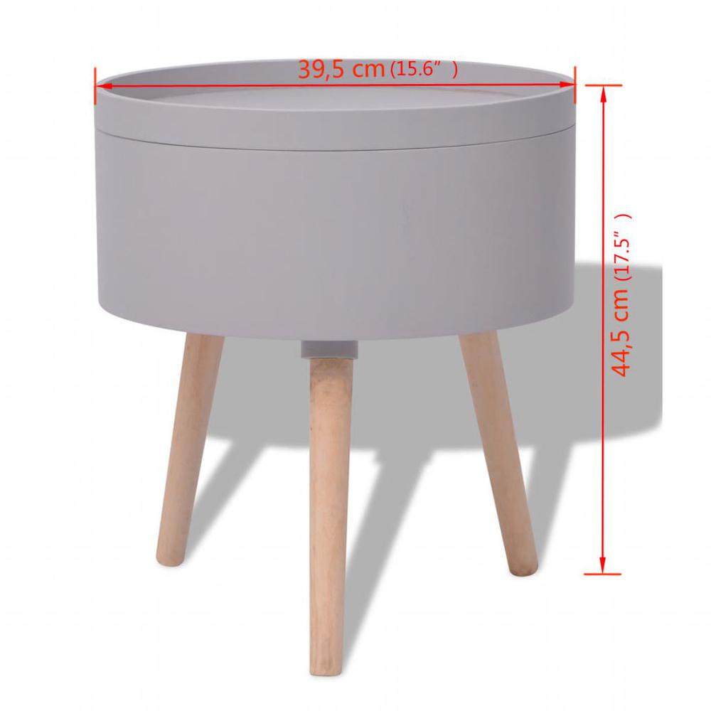 vidaXL Side Table with Serving Tray Round 15.6"x17.5" Gray, 243404. Picture 6