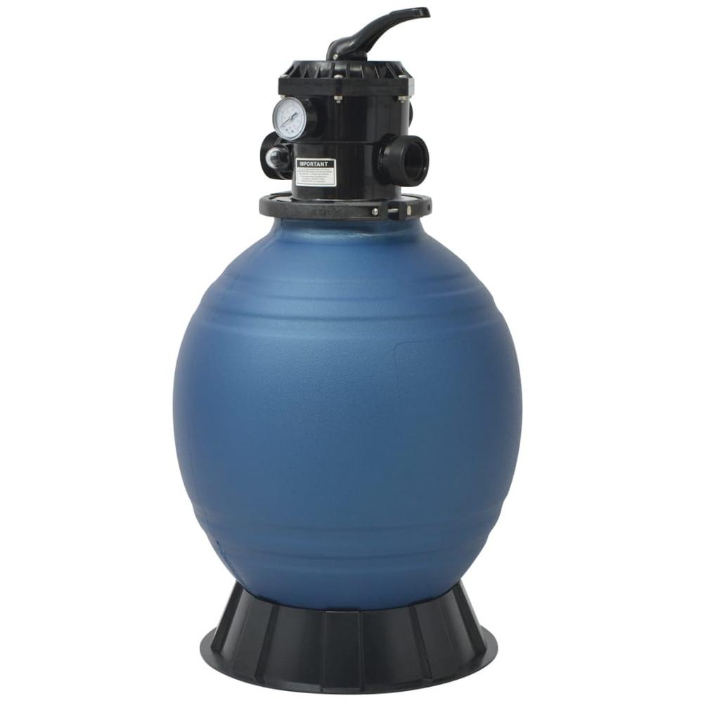 vidaXL Pool Sand Filter with 6 Position Valve Blue 18 inch, 91169. Picture 1