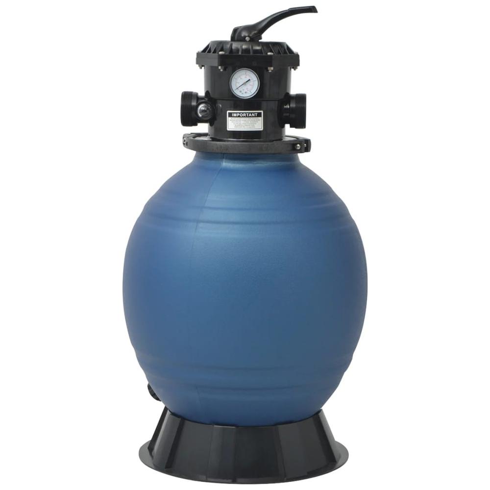 vidaXL Pool Sand Filter with 6 Position Valve Blue 18 inch, 91169. Picture 2